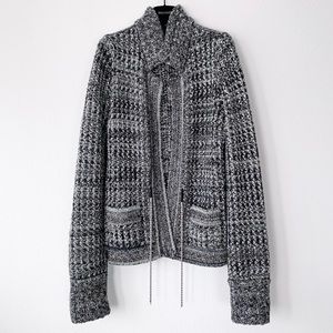 Chanel oversized crystal cashmere silk wool long cardigan cc logo